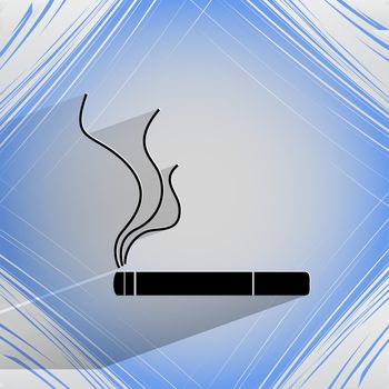 Smoking sign. cigarette. Flat modern web buttonon a flat geometric abstract background  . 