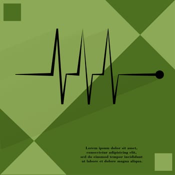 heart rhythm. Flat modern web button  on a flat geometric abstract background  . 