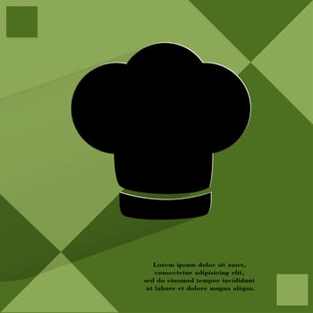 Chef cap. Cooking. Flat modern web button  on a flat geometric abstract background  . 