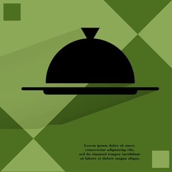 Restaurant cloche. Flat modern web button on a flat geometric abstract background  . 