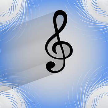 Music elements notes web icon  on a flat geometric abstract background  