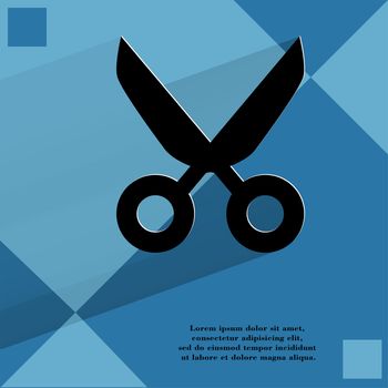 Scissors. Flat modern web design on a flat geometric abstract background . 