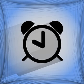 alarm clock. Flat modern design on a flat geometric abstract background . 