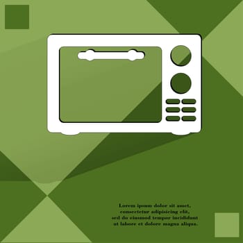 microwave. kitchen equipment Flat modern web button  on a flat geometric abstract background. . 