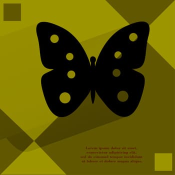 butterfly. Flat modern web button  on a flat geometric abstract background  . 