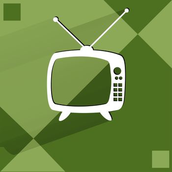 Retro tv. Flat modern web button   on a flat geometric abstract background  . 