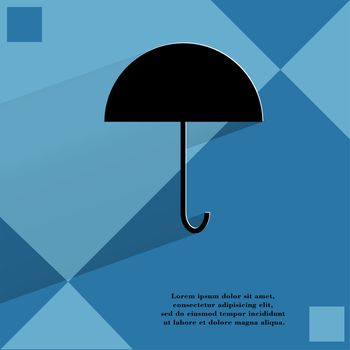 Umbrella. Flat modern web button  on a flat geometric abstract background  . 