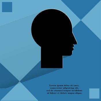 Man silhouette profile picture. Flat modern web design on a flat geometric abstract background . 