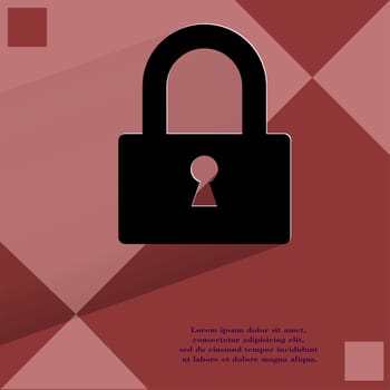 padlock. Flat modern web design on a flat geometric abstract background . 