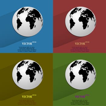 Color set World map web icon, flat design.  illustration. 