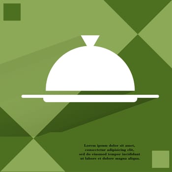 Restaurant cloche. Flat modern web button on a flat geometric abstract background  . 