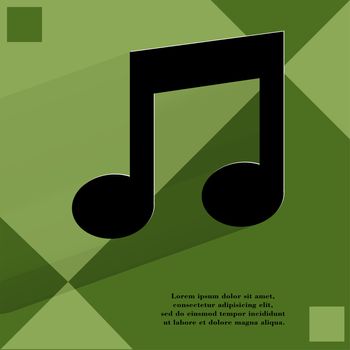 Music note. Flat modern web design on a flat geometric abstract background . 