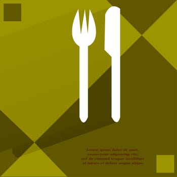 cutlery, knife, fork Flat modern web design on a flat geometric abstract background . 