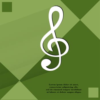 Music elements notes web icon  on a flat geometric abstract background  