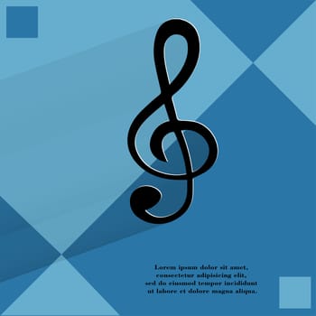 Music elements notes web icon  on a flat geometric abstract background  