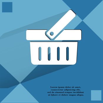 Shopping basket. Flat modern web design on a flat geometric abstract background . 