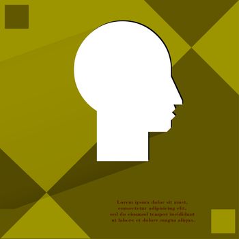 Man silhouette profile picture. Flat modern web design on a flat geometric abstract background . 