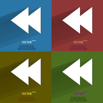 Color set multimedia control. Flat modern web button with long shadow and space for your text. . 