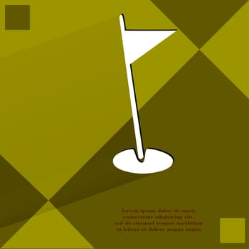 golf flag. Flat modern web design on a flat geometric abstract background . 