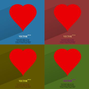 red heart web icon, flat design.  illustration. 