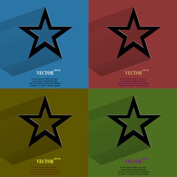 Color set star web icon, flat design.  illustration. 