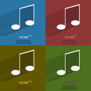 Color set Music elements notes web icon, flat design.  illustration. 