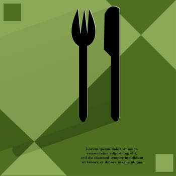 cutlery, knife, fork Flat modern web design on a flat geometric abstract background . 