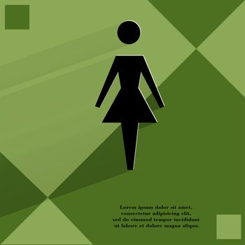 woman restroom. Flat modern web design on a flat geometric abstract background . 