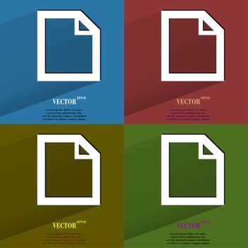 Color set blank paper. Flat modern web button with long shadow and space for your text. . 