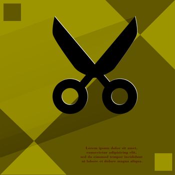 Scissors. Flat modern web design on a flat geometric abstract background . 