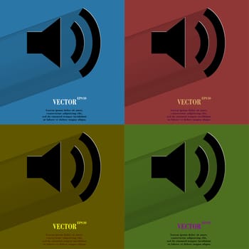 Color set Speaker. Flat modern web button with long shadow and space for your text. . 