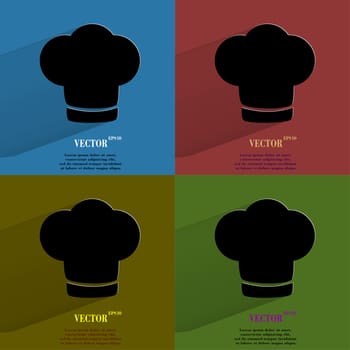 Color set Chef cap. Cooking Flat modern web button with long shadow and space for your text. . 