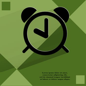 alarm clock. Flat modern design on a flat geometric abstract background . 