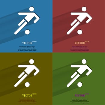 Color set football player. Flat modern web button with long shadow and space for your text. . 