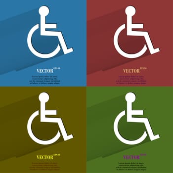 Color set disabled. Flat modern web button with long shadow and space for your text. . 