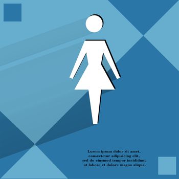 woman restroom. Flat modern web design on a flat geometric abstract background . 