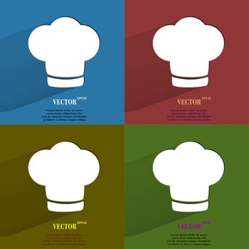 Color set Chef cap. Cooking Flat modern web button with long shadow and space for your text. . 