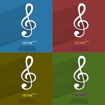Color set Music elements notes web icon, flat design.  illustration. 