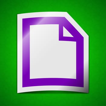 text document icon sign. Symbol chic colored sticky label on green background.  illustration