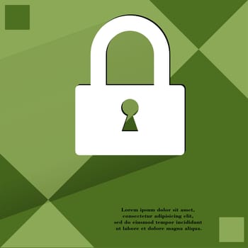 padlock. Flat modern web design on a flat geometric abstract background . 