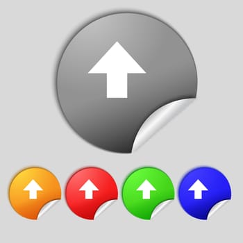 This side up sign icon. Fragile package symbol. Set colourful buttons.  illustration