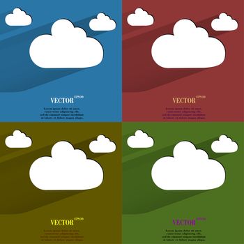 Color set Cloud download application web icon, flat design.  illustration. 