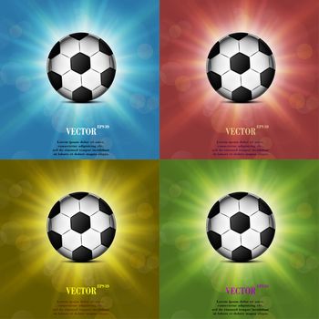 Color set Soccer ball icon, flat design.  illustration. 