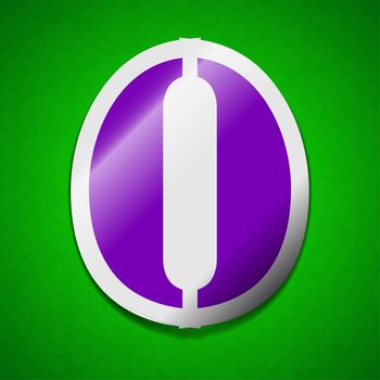 zero icon sign. Symbol chic colored sticky label on green background.  illustration