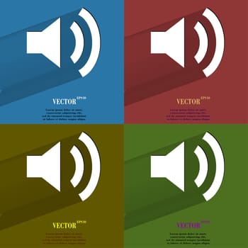 Color set Speaker. Flat modern web button with long shadow and space for your text. . 