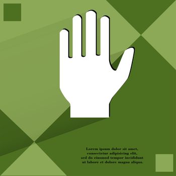 Stop. hand. Flat modern web  design on a flat geometric abstract background  . 