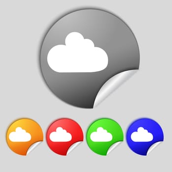 Cloud sign icon. Data storage symbol. Set colourful buttons.  illustration