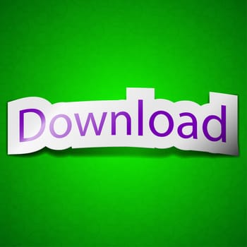 Download now icon sign. Symbol chic colored sticky label on green background.  illustration