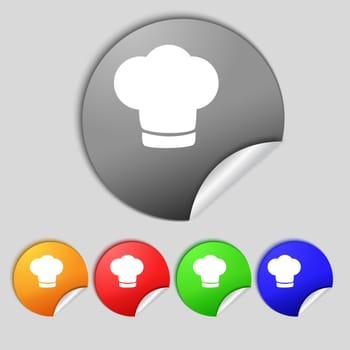 Chef hat sign icon. Cooking symbol. Cooks hat. Set colourful buttons  illustration