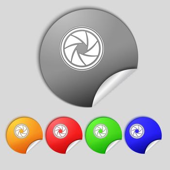 diaphragm icon. Aperture sign. Set colourful buttons.  illustration